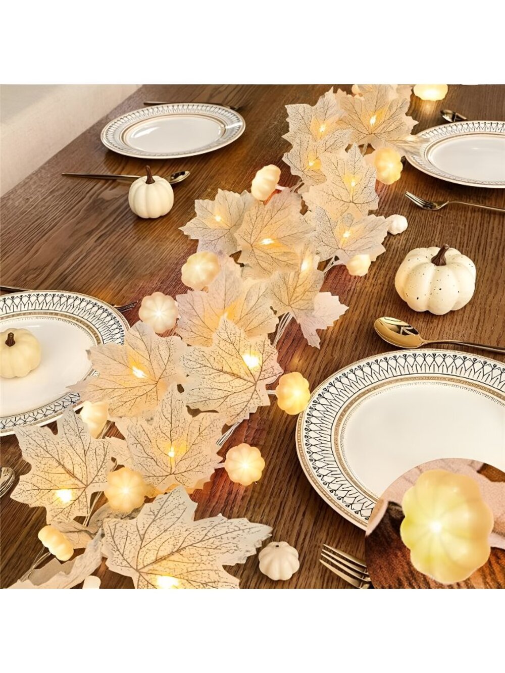 3D Pumpkin Light & 40 LED 2 Pack Thanksgiving Garland Fall Decor Total 13FT